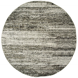 Homeroots 7' Round Ash And Slate Abstract Area Rug Ash,Charcoal Nylon 383697