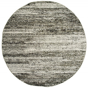 Homeroots 7' Round Ash And Slate Abstract Area Rug Ash,Charcoal Nylon 383697