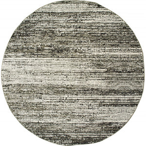 Homeroots 7' Round Ash And Slate Abstract Area Rug Ash,Charcoal Nylon 383697