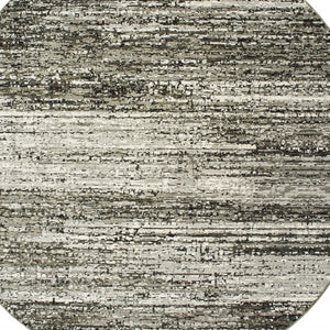 Homeroots 7' Round Ash And Slate Abstract Area Rug Ash,Charcoal Nylon 383697