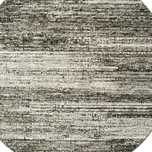 Homeroots 7' Round Ash And Slate Abstract Area Rug Ash,Charcoal Nylon 383697