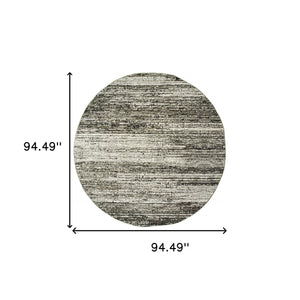 Homeroots 7' Round Ash And Slate Abstract Area Rug Ash,Charcoal Nylon 383697