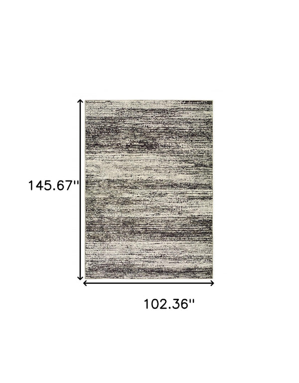 Homeroots 9' X 12' Ash And Slate Abstract Area Rug Ash,Charcoal Nylon 383698