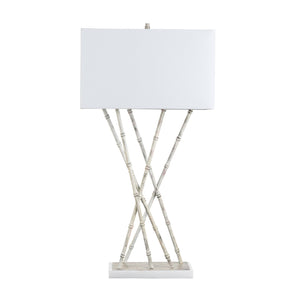 Crestview Collection 36.25"H Elegant Metal Bamboo Shoots Table Lamp - Marble Base, Linen Shade & 3-way Lighting Option   Cvazer186