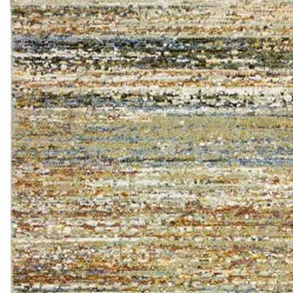 Homeroots 3' X 12' Gold And Green Abstract Runner Rug Gold,Green Nylon 383701
