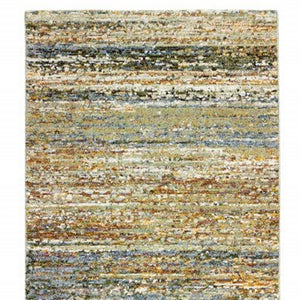 Homeroots 3' X 12' Gold And Green Abstract Runner Rug Gold,Green Nylon 383701