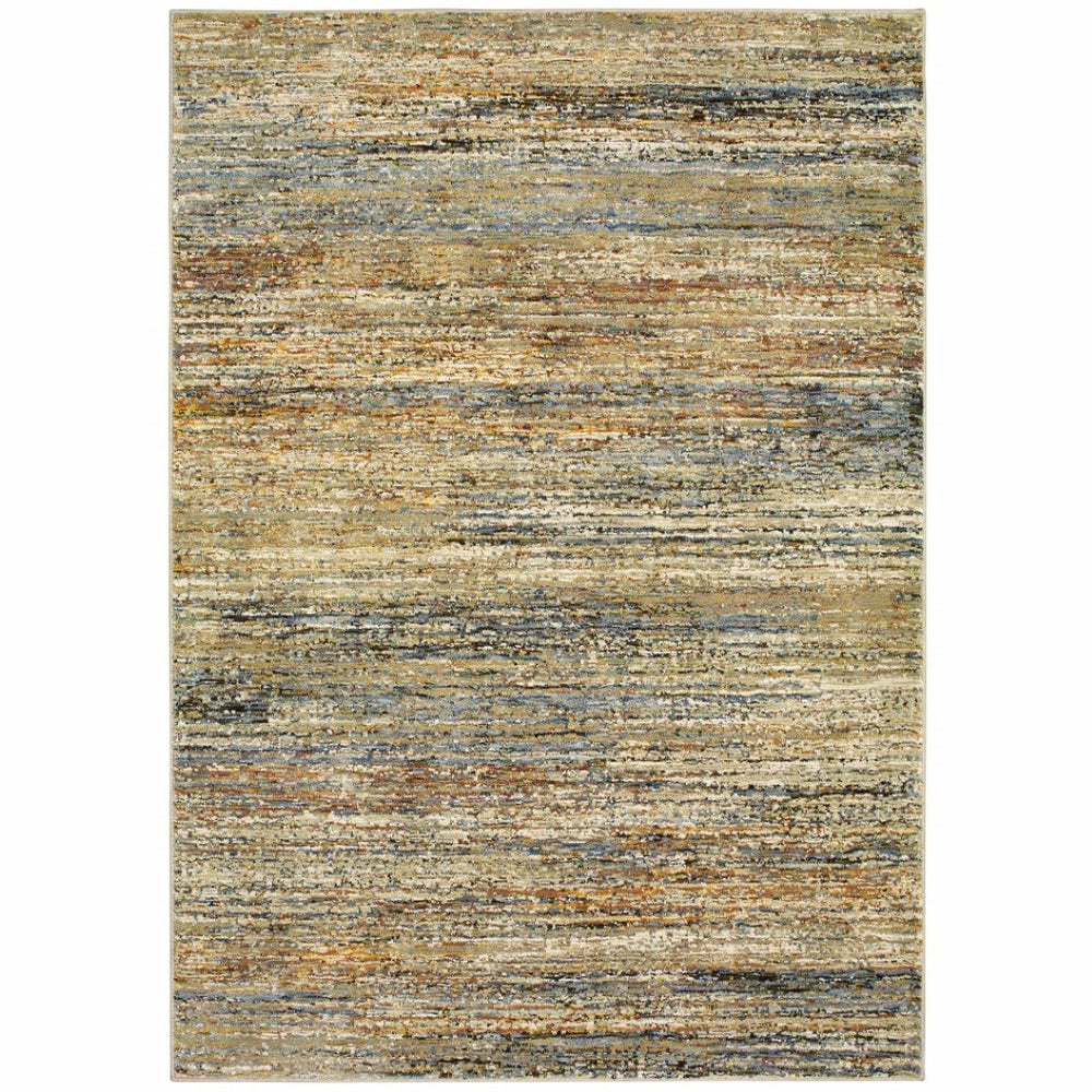 HomeRoots 2' Elevate Your Space with a Contemporary Abstract Runner Rug for Hallways and Entryways Gold/ Green 5'3" x 7'3" 383703