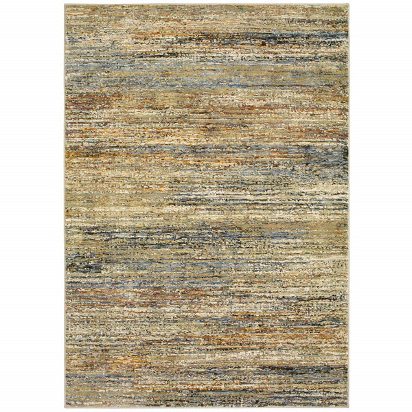 Homeroots 8' X 10' Gold And Green Abstract Area Rug Gold,Green Nylon 383705