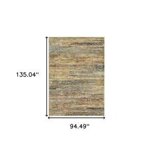 Homeroots 8' X 10' Gold And Green Abstract Area Rug Gold,Green Nylon 383705