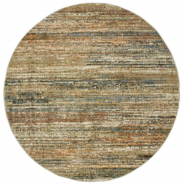 Homeroots 7' Round Gold And Green Abstract Area Rug Gold,Green Nylon 383706