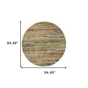 Homeroots 7' Round Gold And Green Abstract Area Rug Gold,Green Nylon 383706