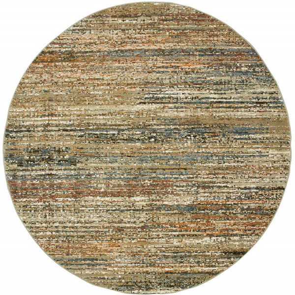 Homeroots 7' Round Gold And Green Abstract Area Rug Gold,Green Nylon 383706