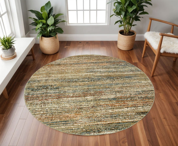 HomeRoots 2' Elevate Your Space with a Contemporary Abstract Runner Rug for Hallways and Entryways Gold/ Green 7'10" Round 383706