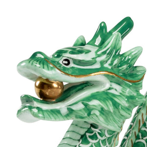 Chelsea House Green Hand-Painted Porcelain Dragon Figurine With Gold Accents — Elegant 7" Decor For Shelves & Gifts 383708