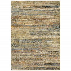 Homeroots 10' X 14' Gold And Green Abstract Area Rug Gold,Green Nylon 383708