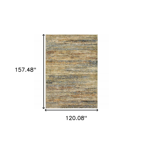 Homeroots 10' X 14' Gold And Green Abstract Area Rug Gold,Green Nylon 383708