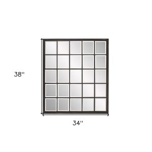 Homeroots Rectangular Antique Black Finish Mirror With Beveled Edge  Metal 383709