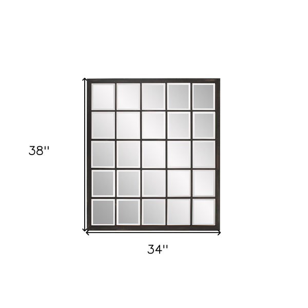 Homeroots Rectangular Antique Black Finish Mirror With Beveled Edge  Metal 383709