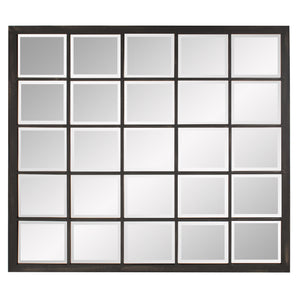 Homeroots Rectangular Antique Black Finish Mirror With Beveled Edge  Metal 383709