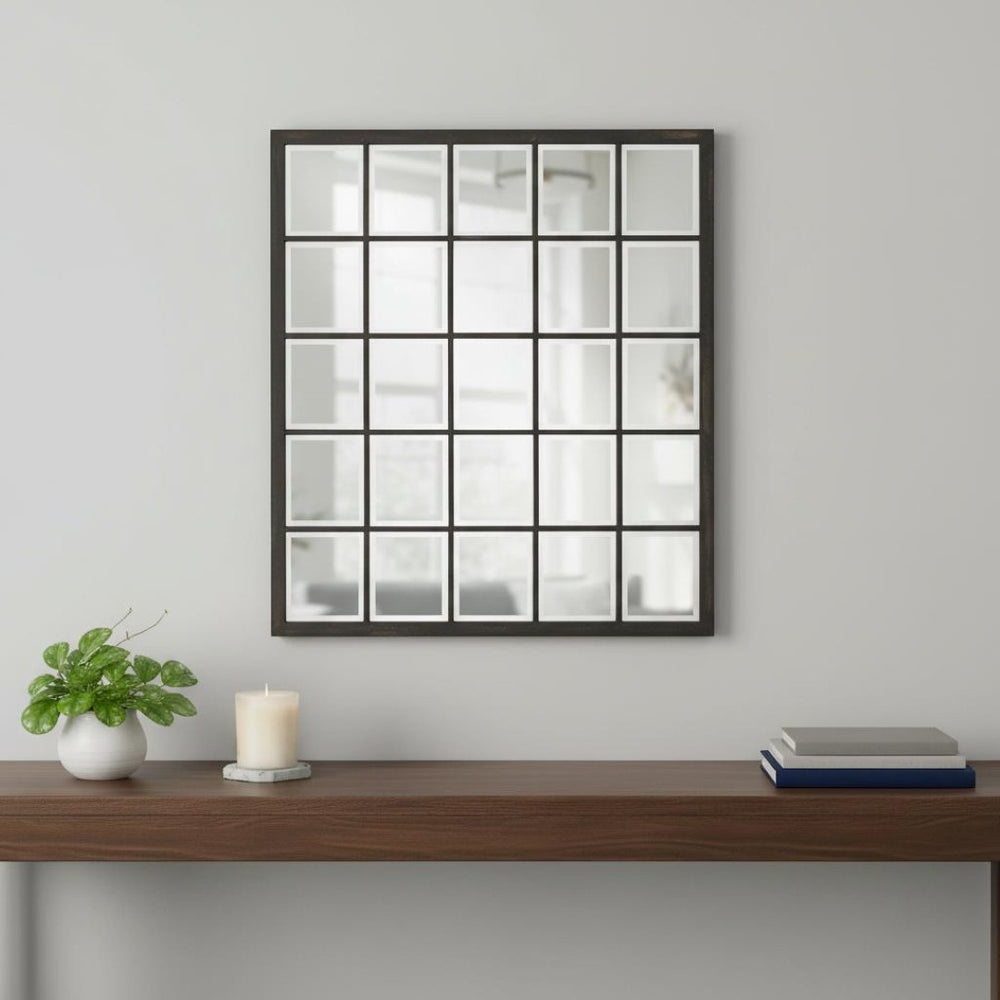 HomeRoots Rectangular Antique Black Finish Beveled Edge Mirror – Timeless Elegance for Any Room Decor 383709