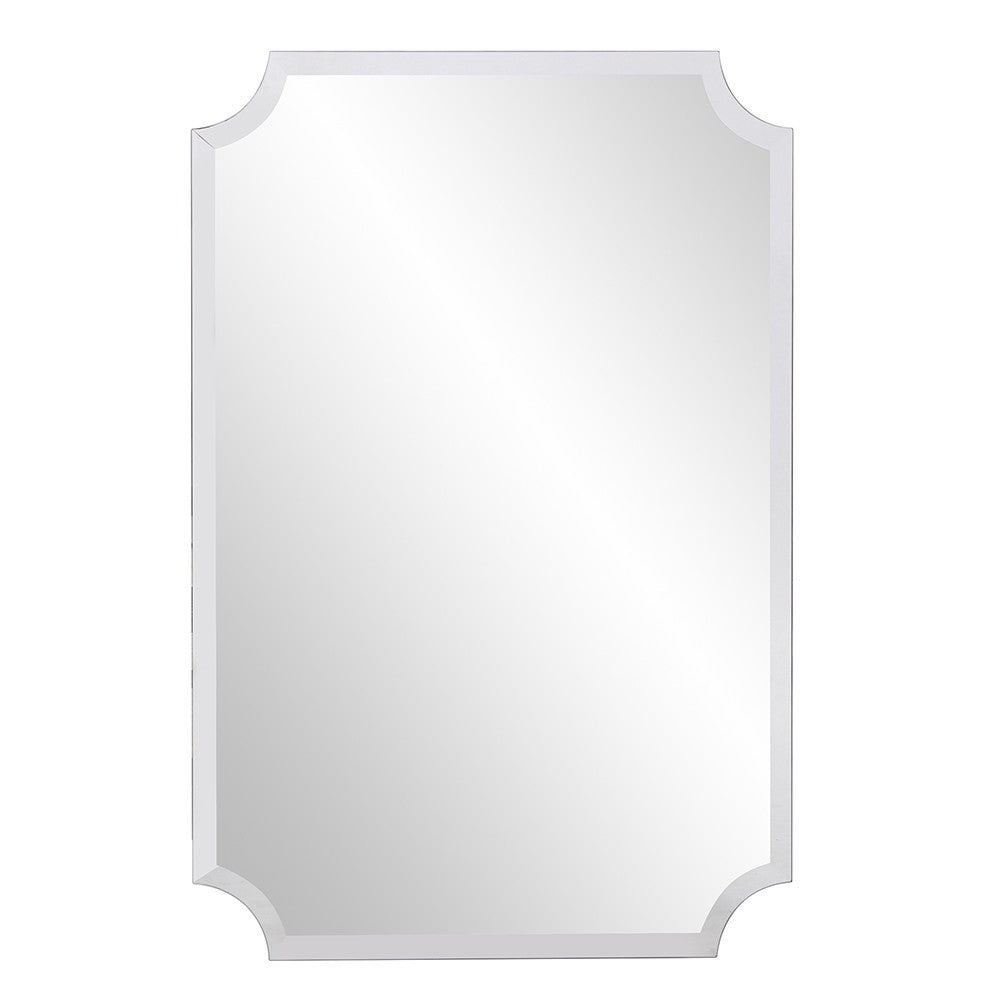 Homeroots Minimalist  Rectangle Mirror With Beveled Edge And Scalloped Corners  Glass 383712