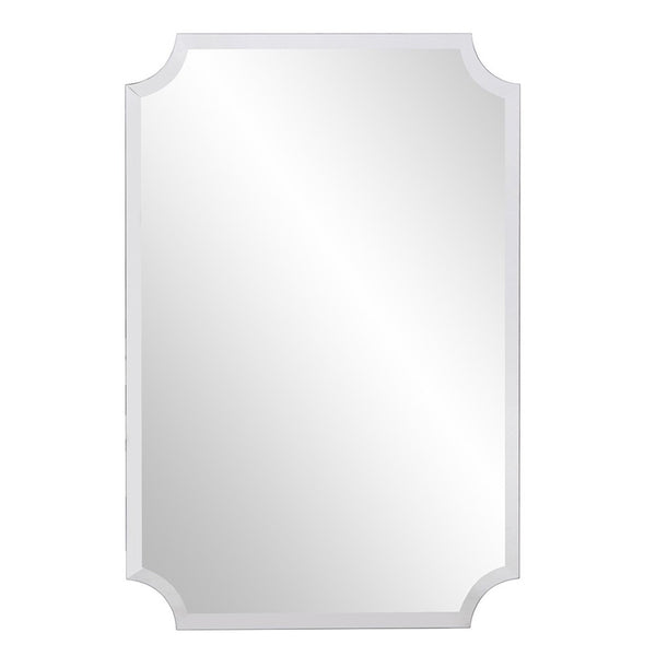 HomeRoots 36" Frameless Scalloped Corner Accent Mirror - Modern Elegance for Any Room, Ready to Hang! 383712