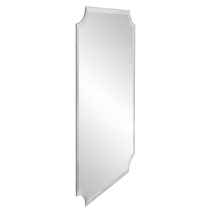 HomeRoots 36" Frameless Scalloped Corner Accent Mirror - Modern Elegance for Any Room, Ready to Hang! 383712