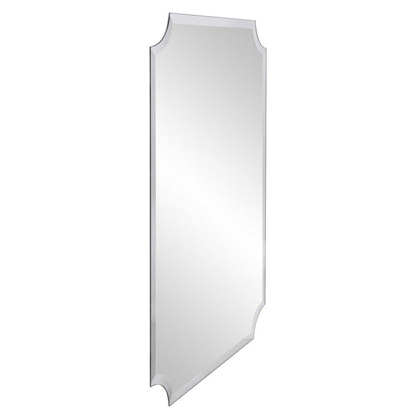 HomeRoots 36" Frameless Scalloped Corner Accent Mirror - Modern Elegance for Any Room, Ready to Hang! 383712