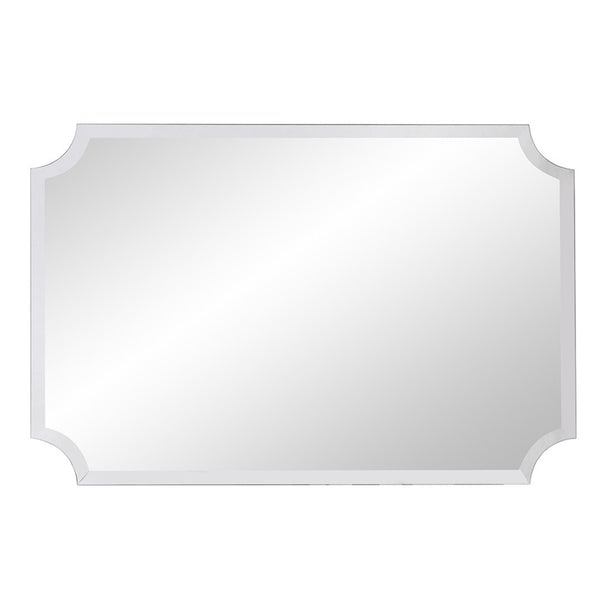 HomeRoots 36" Frameless Scalloped Corner Accent Mirror - Modern Elegance for Any Room, Ready to Hang! 383712