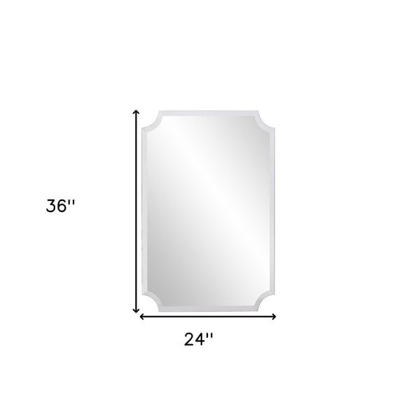HomeRoots 36" Frameless Scalloped Corner Accent Mirror - Modern Elegance for Any Room, Ready to Hang! 383712
