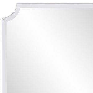 HomeRoots 36" Frameless Scalloped Corner Accent Mirror - Modern Elegance for Any Room, Ready to Hang! 383712