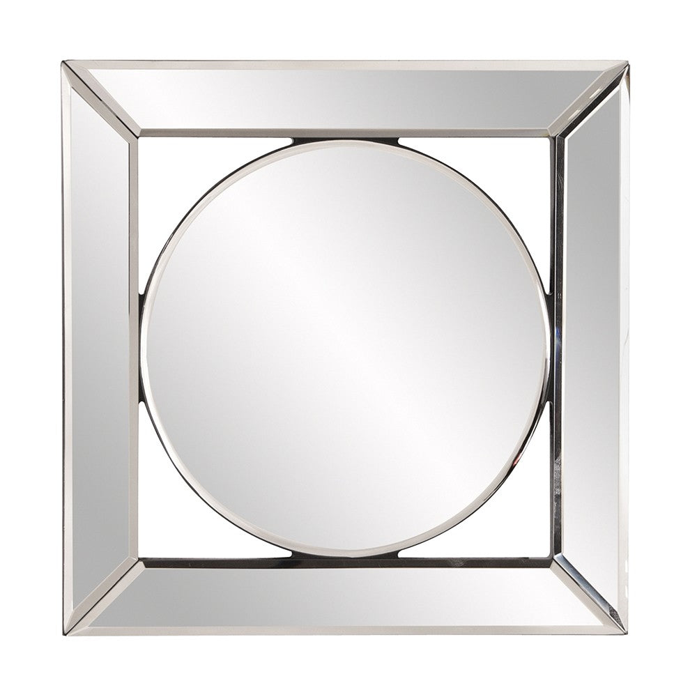 Homeroots 12" Round In Square Glass Framed Accent Mirror  Glass 383715