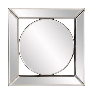 Homeroots 12" Round In Square Glass Framed Accent Mirror  Glass 383715