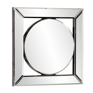 Homeroots 12" Round In Square Glass Framed Accent Mirror  Glass 383715