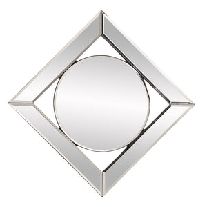 Homeroots 12" Round In Square Glass Framed Accent Mirror  Glass 383715
