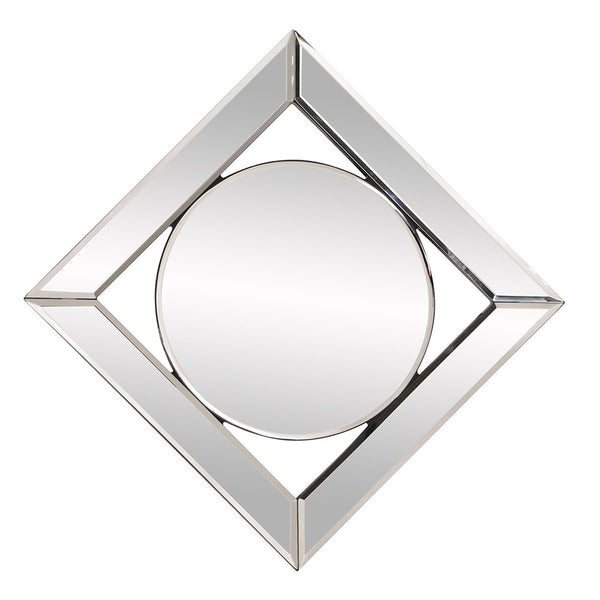 Homeroots 12" Round In Square Glass Framed Accent Mirror  Glass 383715