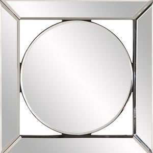 Homeroots 12" Round In Square Glass Framed Accent Mirror  Glass 383715