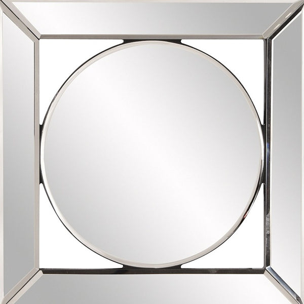Homeroots 12" Round In Square Glass Framed Accent Mirror  Glass 383715