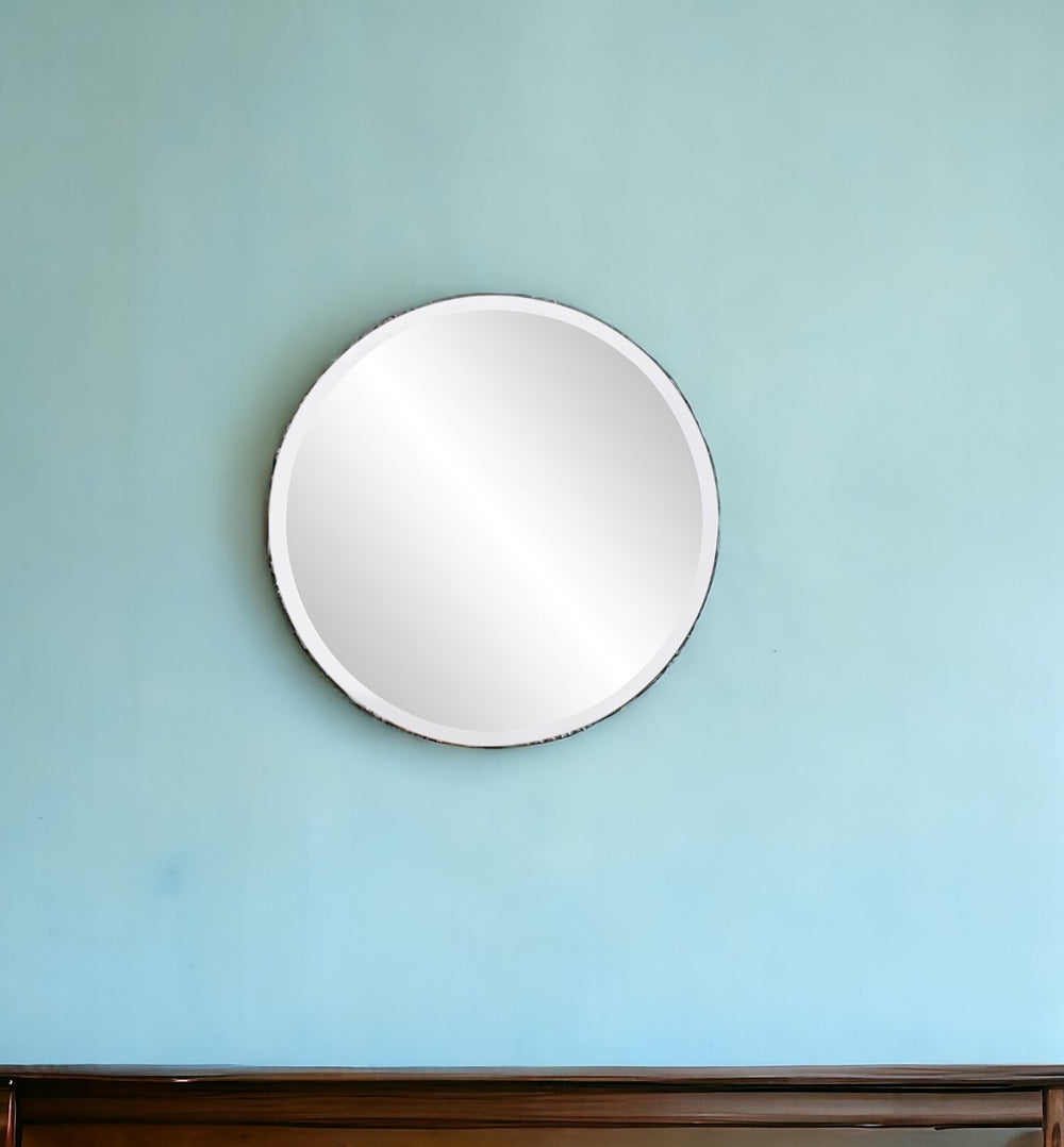 Homeroots 12" Clear Round Beveled Edge Accent Mirror  Glass 383717