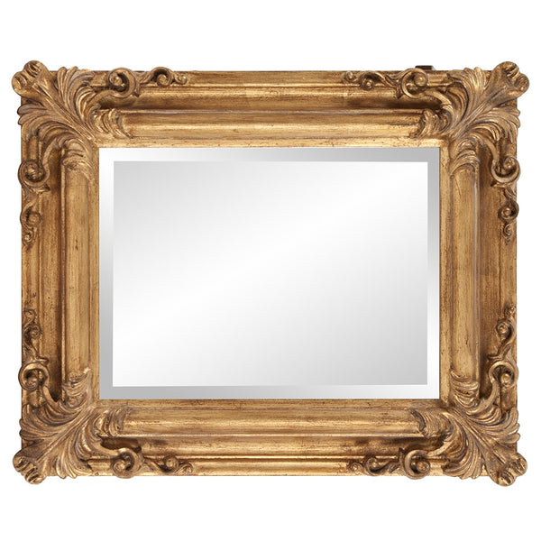 Homeroots Rectangular Gold Leaf Mirror With Scrolling Flourish  Wood 383719