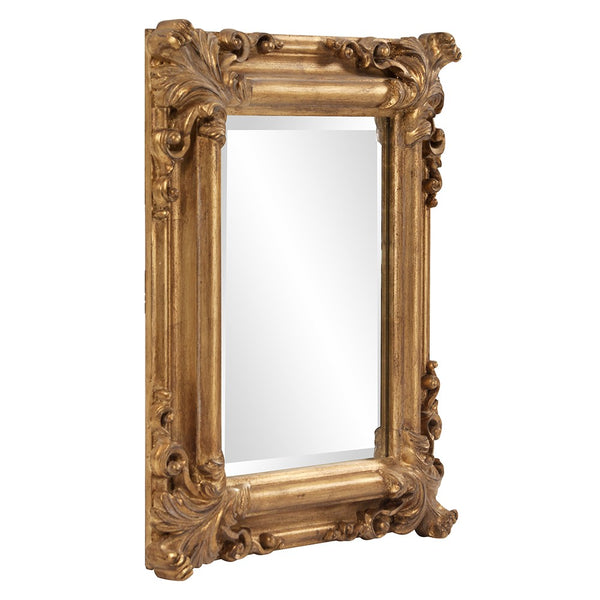 Homeroots Rectangular Gold Leaf Mirror With Scrolling Flourish  Wood 383719
