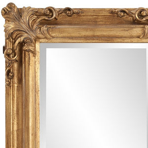 Homeroots Rectangular Gold Leaf Mirror With Scrolling Flourish  Wood 383719
