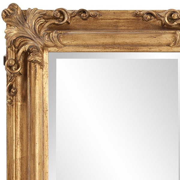 Homeroots Rectangular Gold Leaf Mirror With Scrolling Flourish  Wood 383719