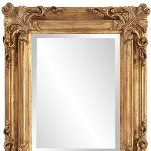 Homeroots Rectangular Gold Leaf Mirror With Scrolling Flourish  Wood 383719