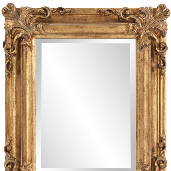Homeroots Rectangular Gold Leaf Mirror With Scrolling Flourish  Wood 383719