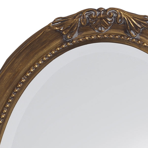 Homeroots 33" Gold Oval Framed Accent Mirror  Wood 383720