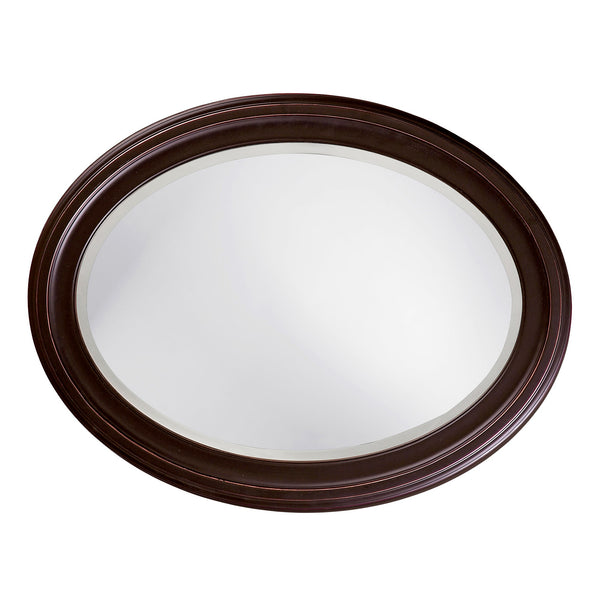 Homeroots Oval Oil Rubbed Bronze Mirror With Wooden Grooves Frame  Wood 383721