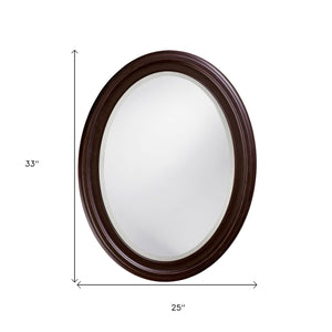 Homeroots Oval Oil Rubbed Bronze Mirror With Wooden Grooves Frame  Wood 383721