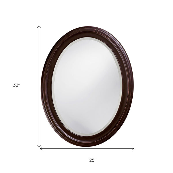 Homeroots Oval Oil Rubbed Bronze Mirror With Wooden Grooves Frame  Wood 383721