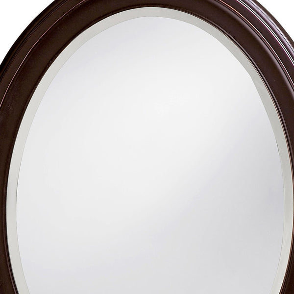 Homeroots Oval Oil Rubbed Bronze Mirror With Wooden Grooves Frame  Wood 383721